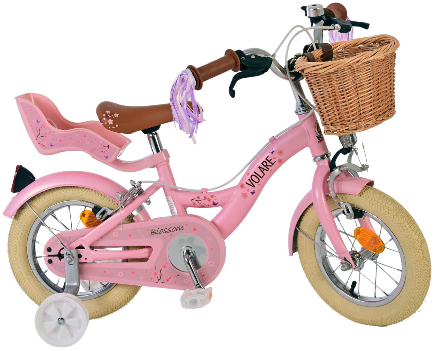 Volare blossom kinderfiets - meisjes - 12 inch - roze - twee handremmen