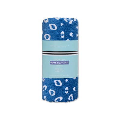 Leopard | blauwe katoenen handdoek 135 x 65 cm