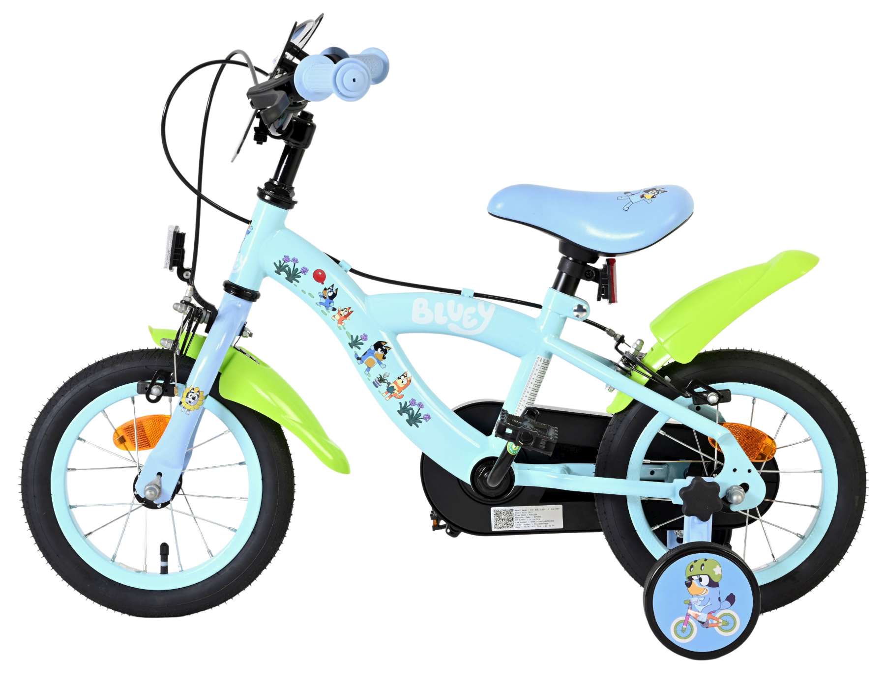 Bluey kinderfiets - uni - 12 inch - lichtblauw - twee handremmen