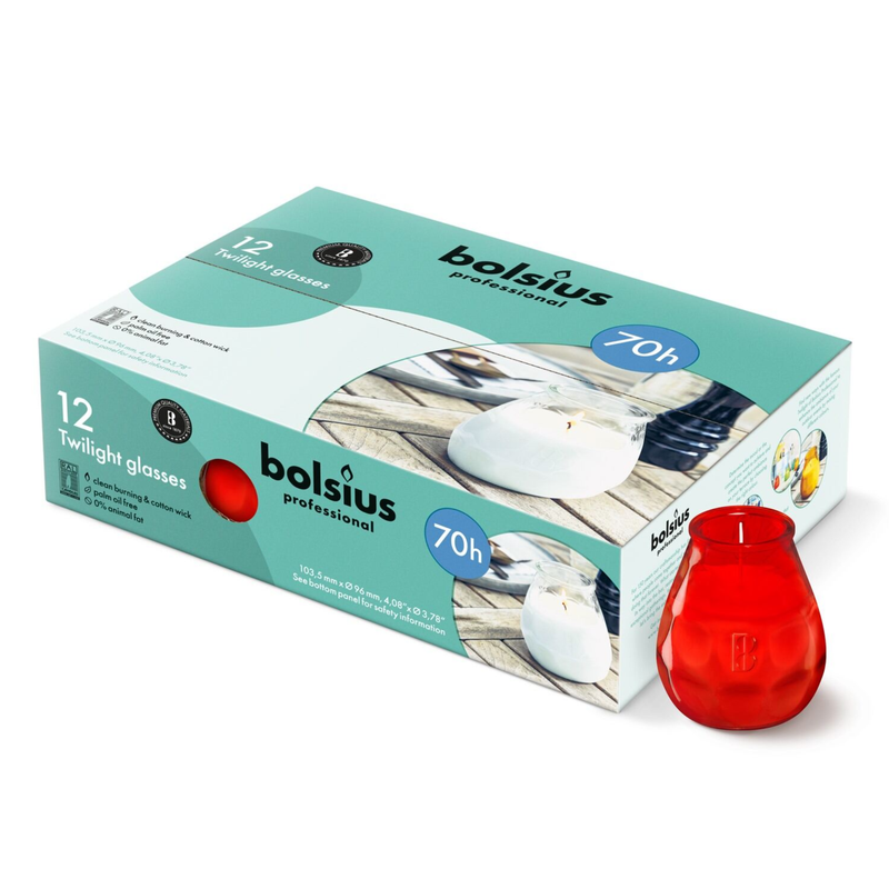 Bolsius twilight rood ø99×104 mm 70 uur (12 stuks)