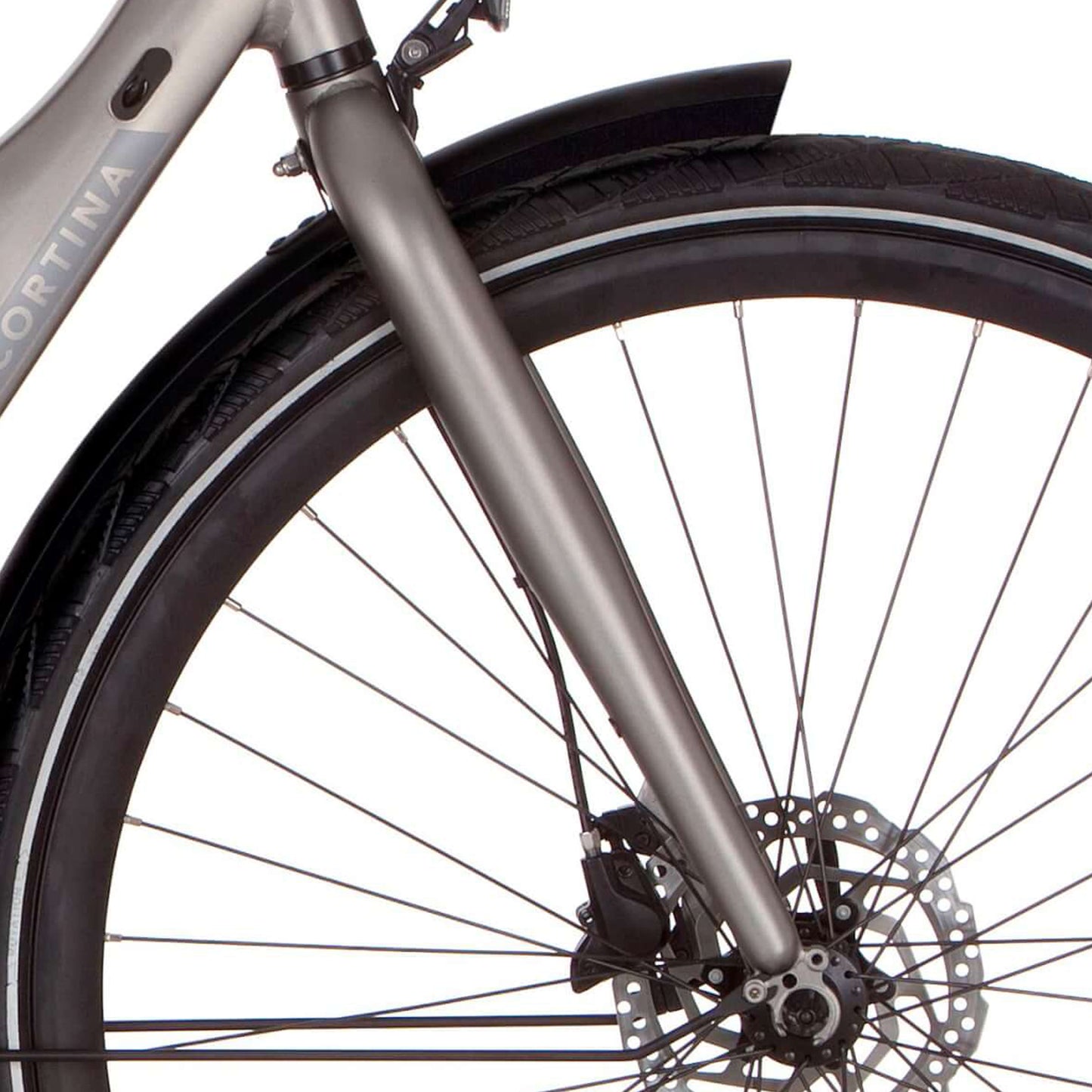 Cortina voorvork E-Mozzo shadow silver matt