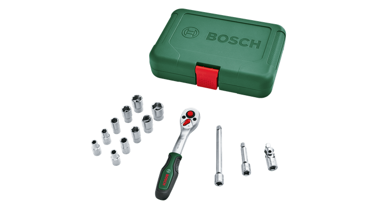 Bosch groen 1 4 ratelset 14-stuks - 1600a02by0