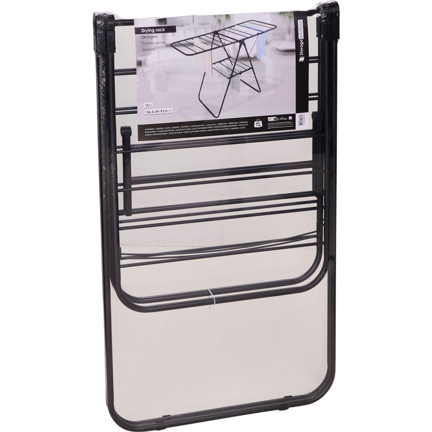Storage solutions droogrek 15 meter t-model metaal 136,x59x93,5cm zwart 2kg