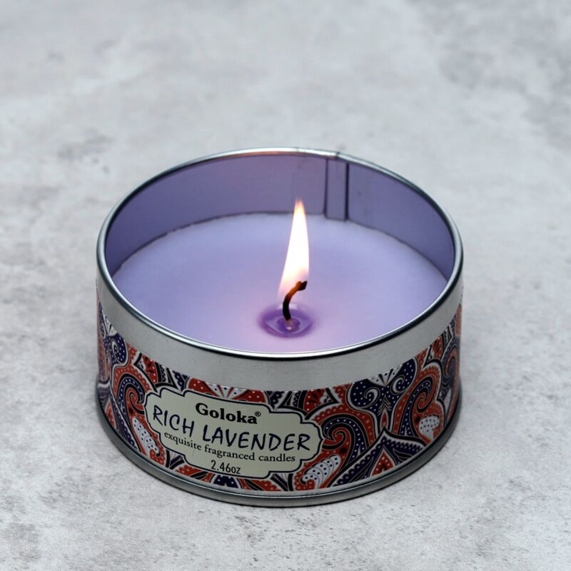 Goloka lavendel paraffine wax geurkaars in blik