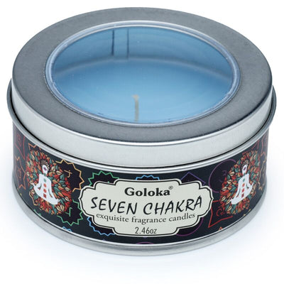 Goloka zeven chakras paraffine wax geurkaars in blik