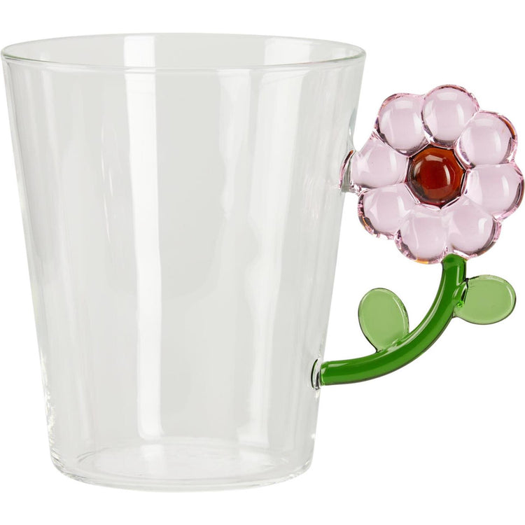 Home styling koffie- theeglas met bloem oor 410ml