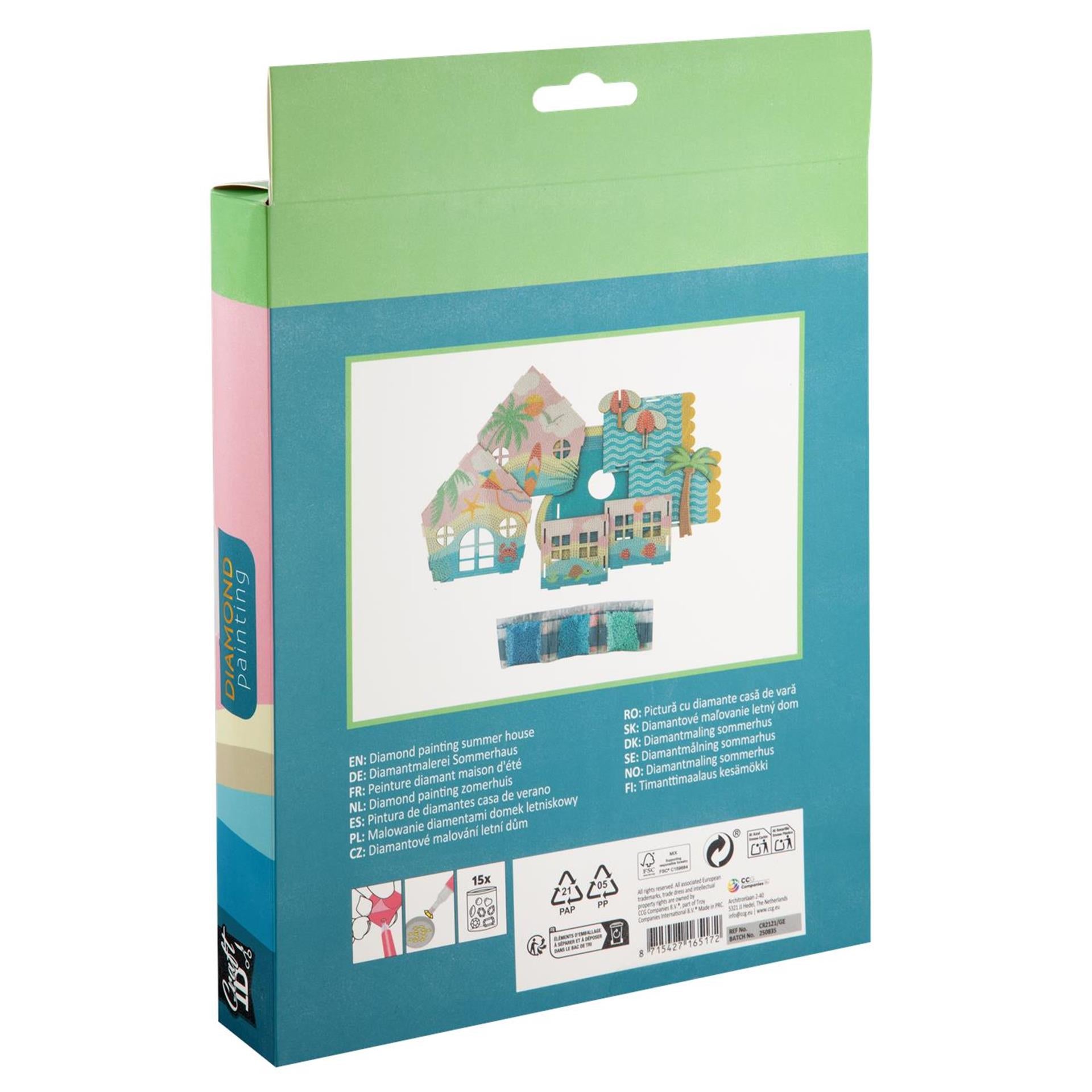 Craft id diamond painting zomerhuis 18x18x16cm