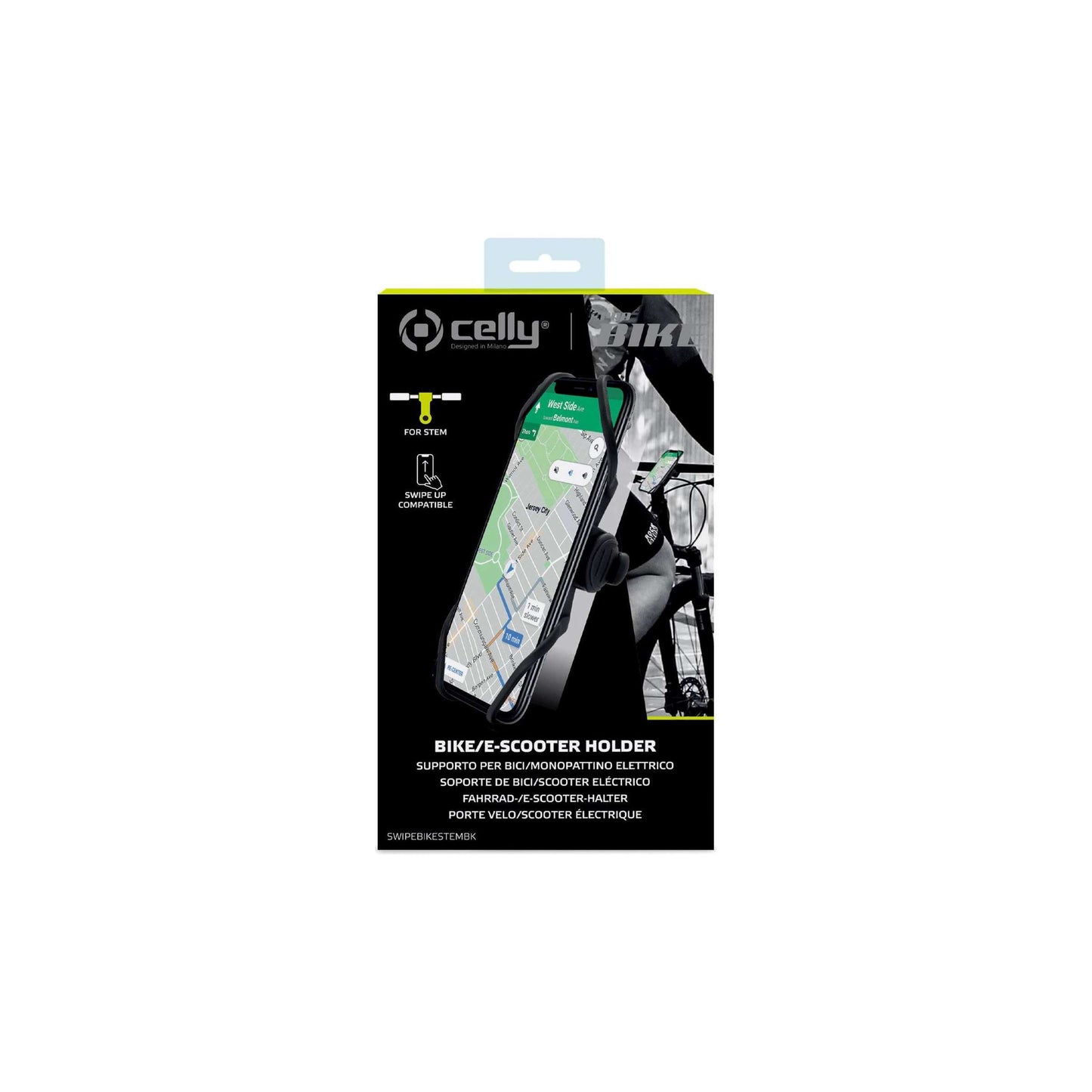 Celly Telefoonhouder Swipe stuurpen zwart