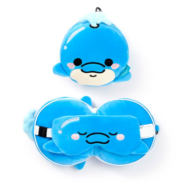 Ty relaxeazzz adoramals blu de dolfijn rond reiskussen slaapmasker