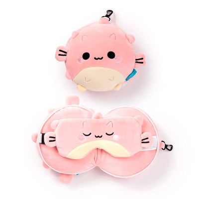 Ty relaxeazzz adoramals puff de kogelvis rond reiskussen slaapmasker