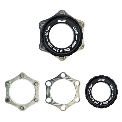 Cyclo tech adapter centerlock naar 6 gaats, thru axle