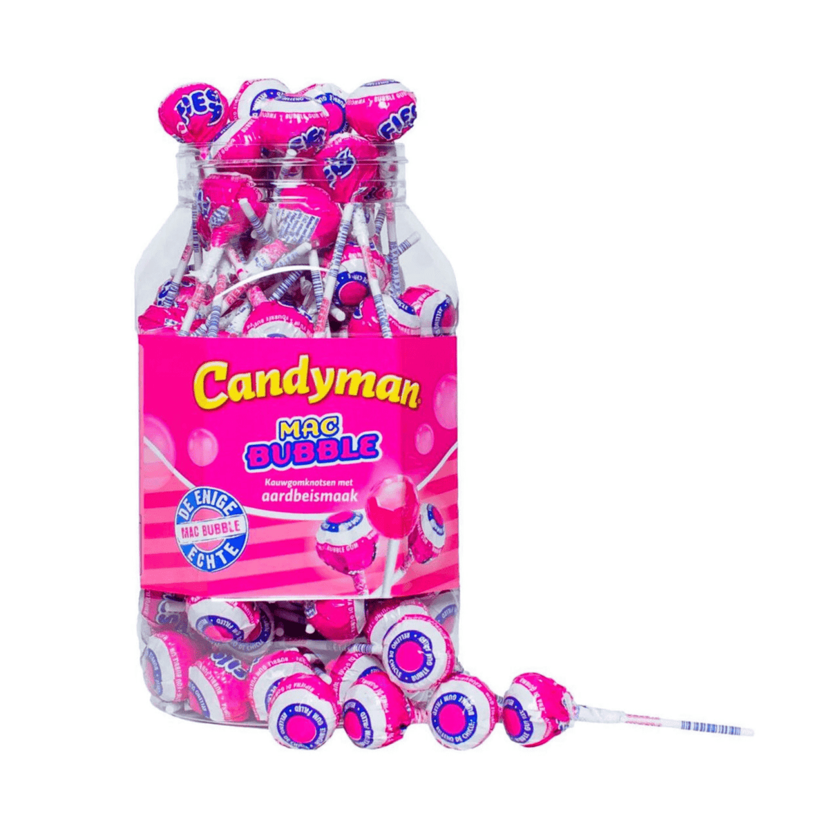 Candyman mac bubble aardbei lollie (100 stuks)
