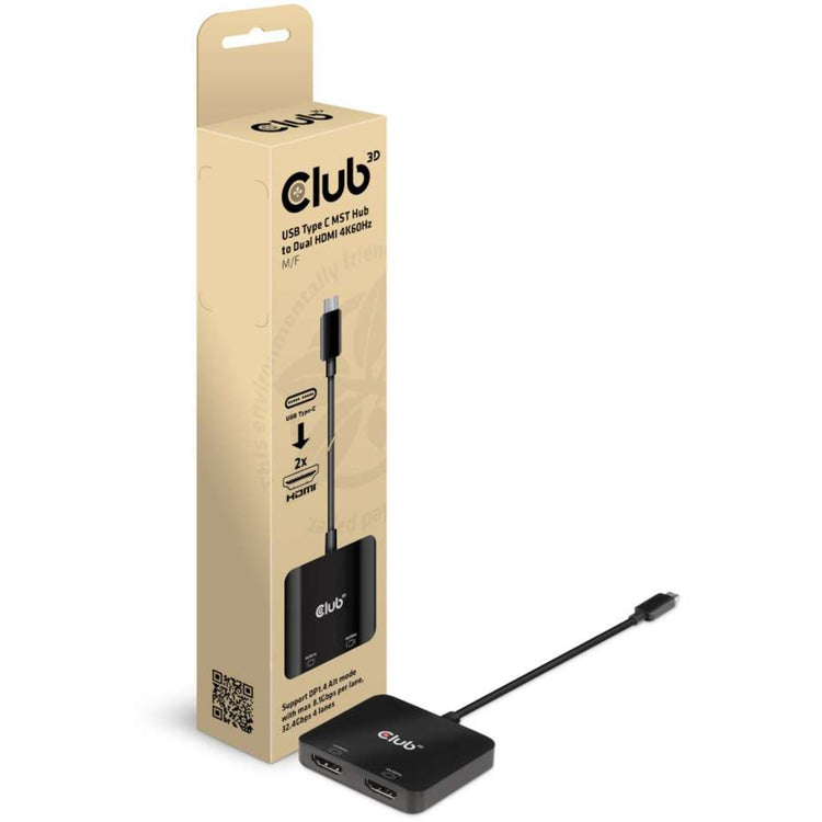 Club 3D USB-C (male) naar Dual HDMI (female) 4k 60HZ MST H