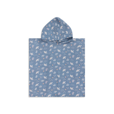 Coral bliss | meerkleurige hydrofiele strandponcho 52 x 52 cm