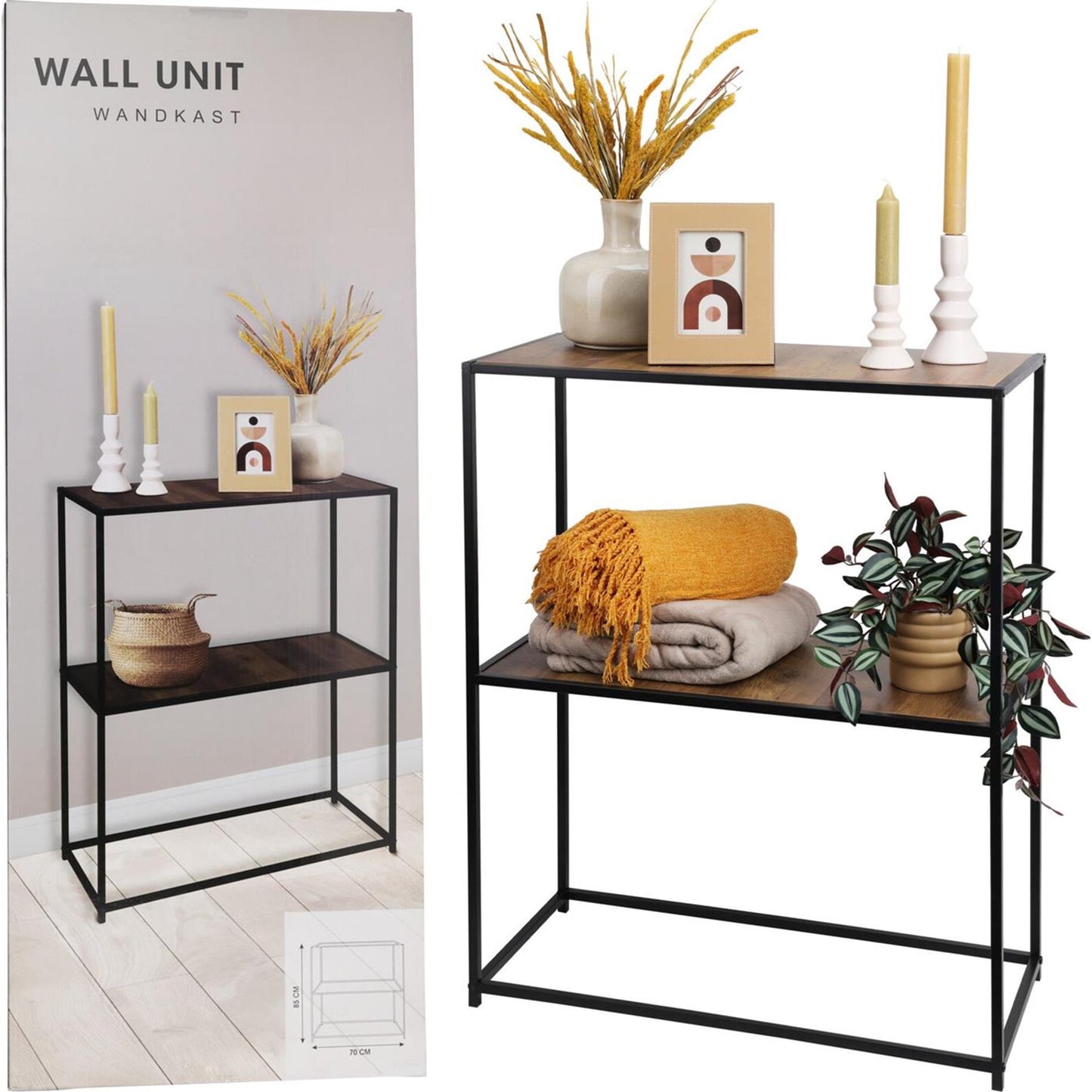 Home styling wandkastje sidetable 70x31x85cm