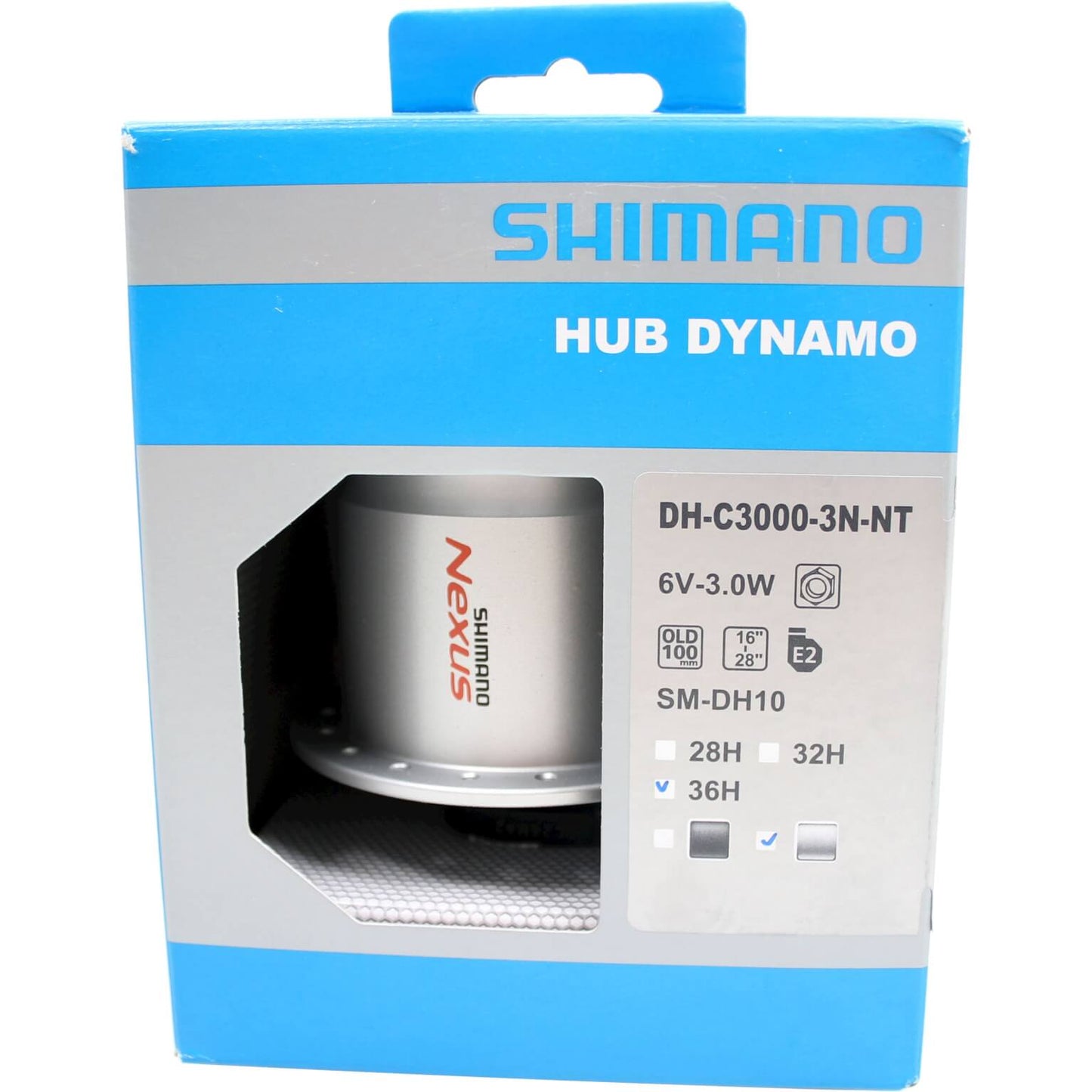 Shimano Dynamo Naaf 100 36 Zilver Dh-C3000 6V 3.0W Moer