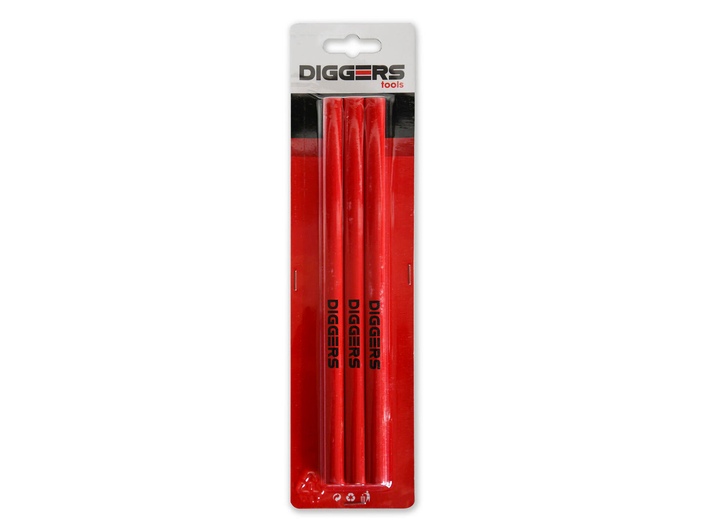 Diggers schrijnwerkerspotlood | 24cm | rood | 3 stuks - dig371