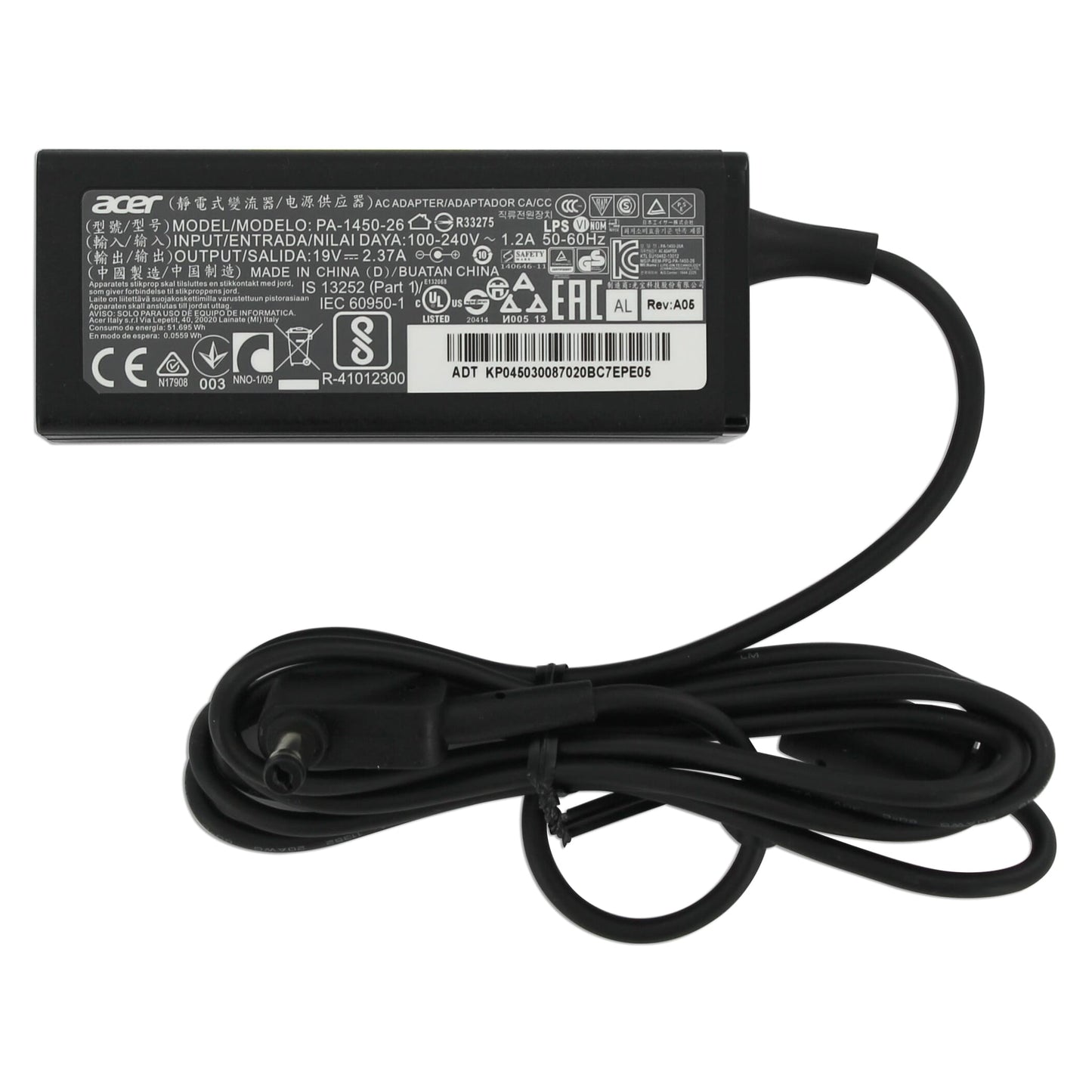 Acer laptop ac adapter 45w zwart