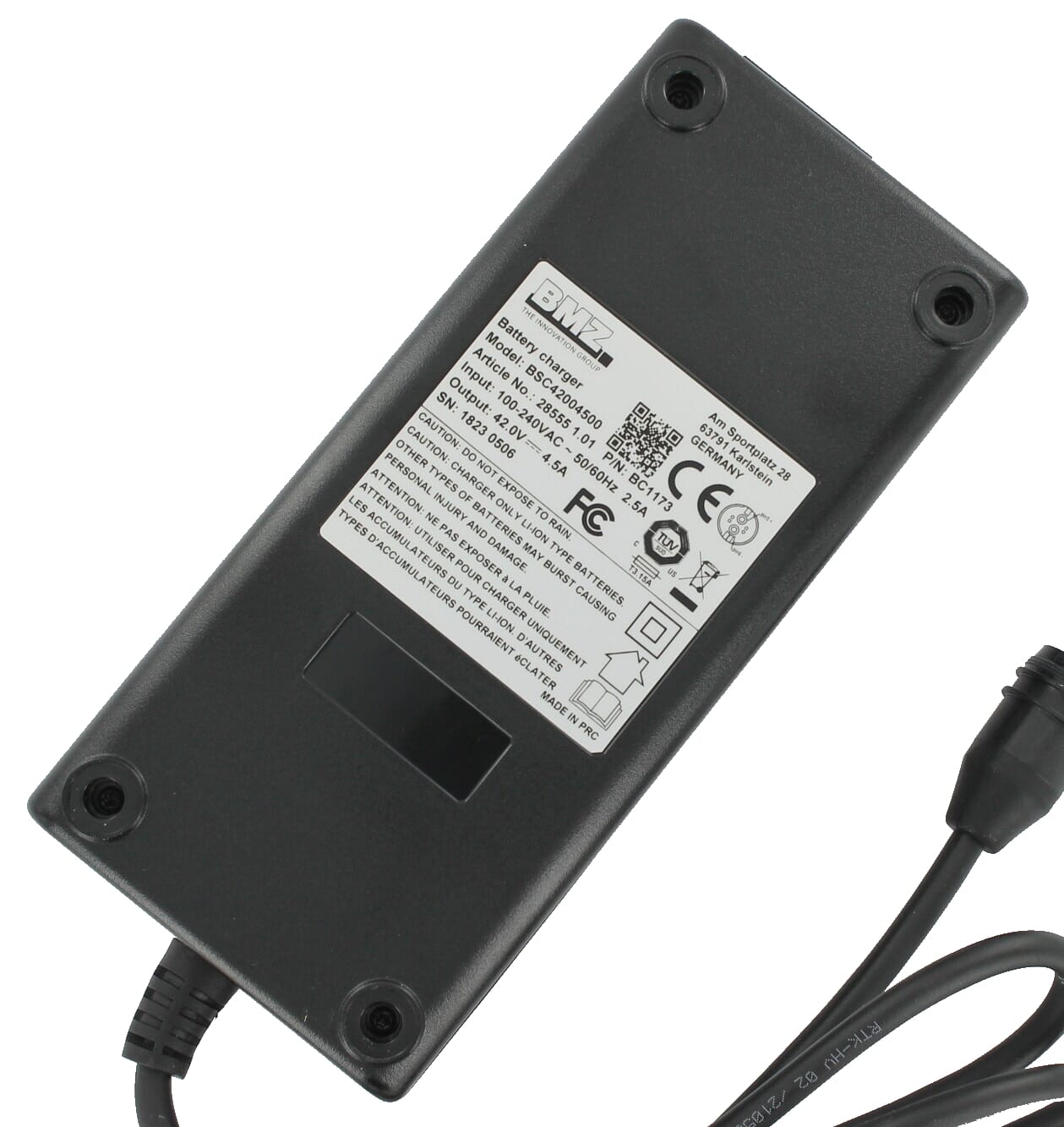 Bmz acculader li-ion 42v 4,5a plug rosenberger