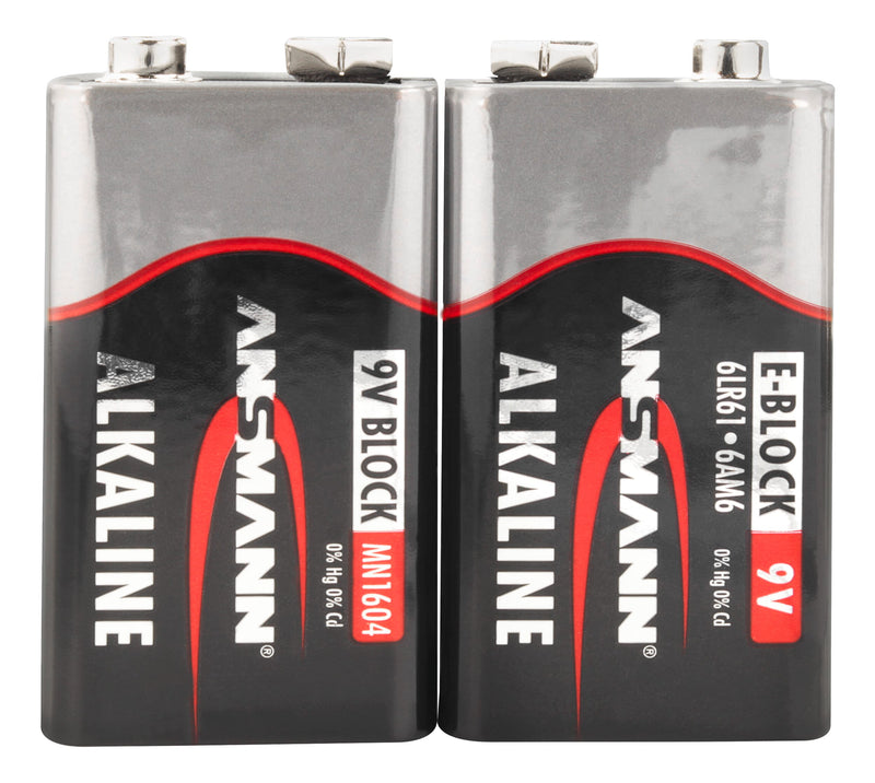 Ansmann alkaline batterij 9 volt e blok 6lr61 2 pcs. krimp