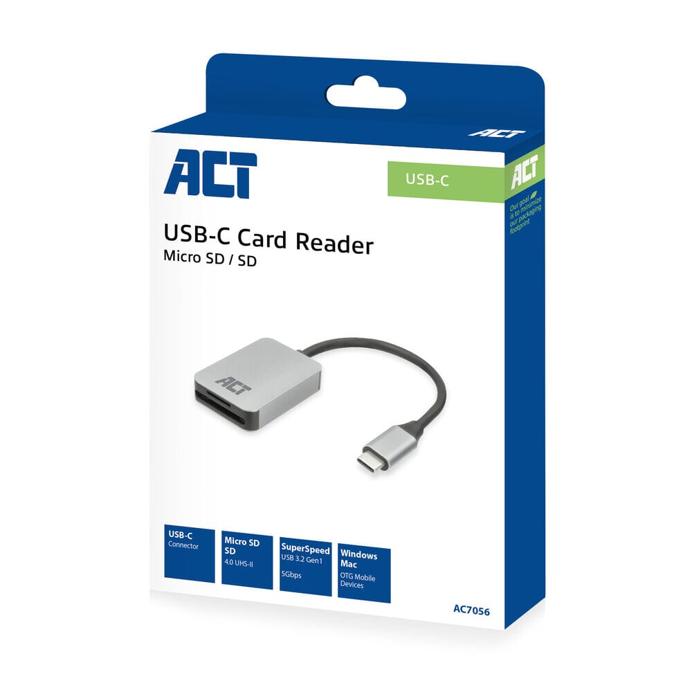 Act usb-c kaartlezer voor sd en micro sd, sd 4.0 uhs-ii