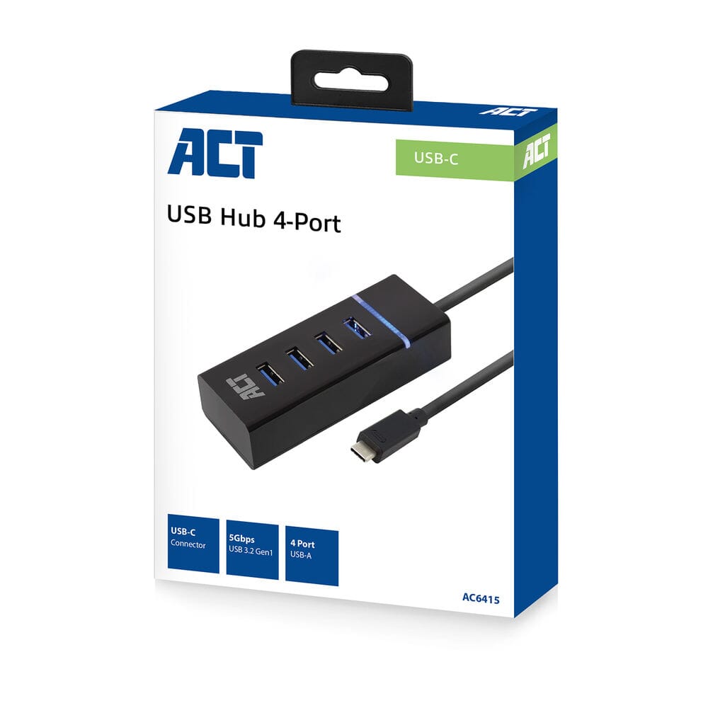 ACT Connectivity USB-C Hub 3.2 met 4 USB-A poorten