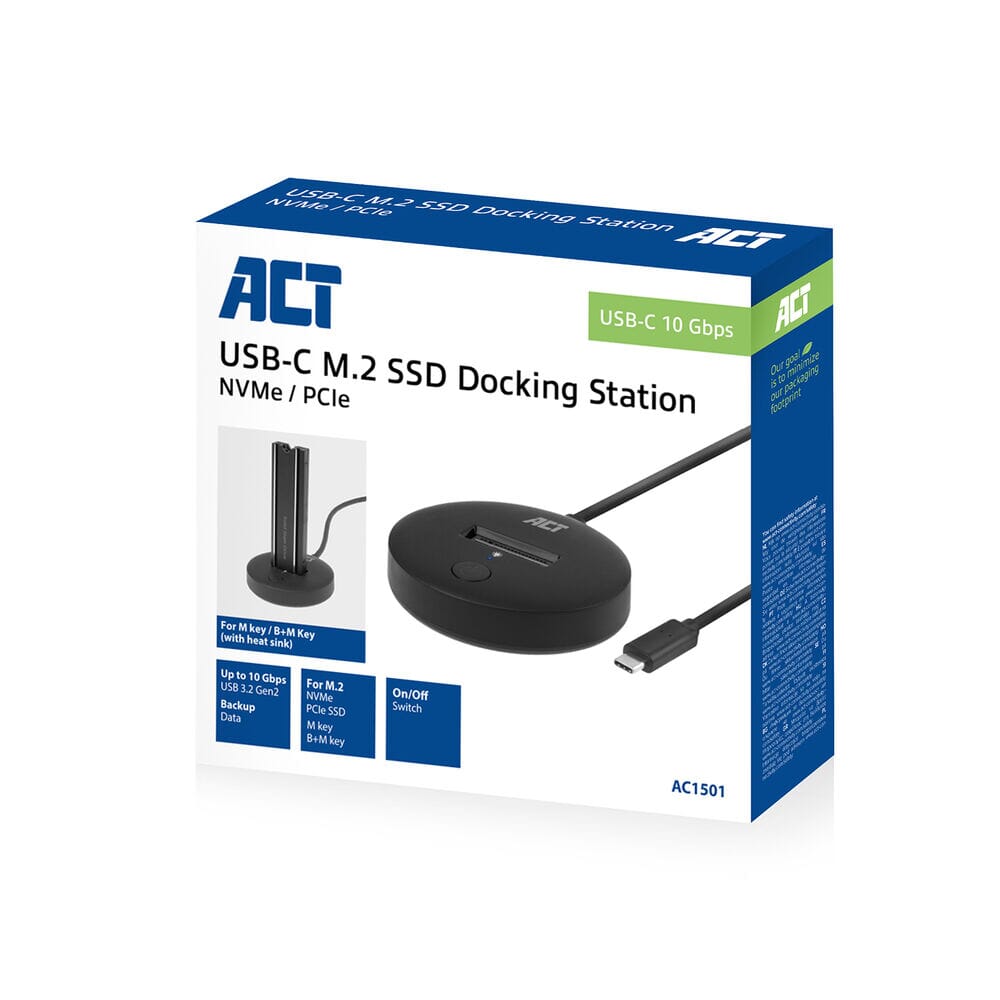 Act m.2 nvme pcie ssd dockingstation, usb-c 3.2 gen2