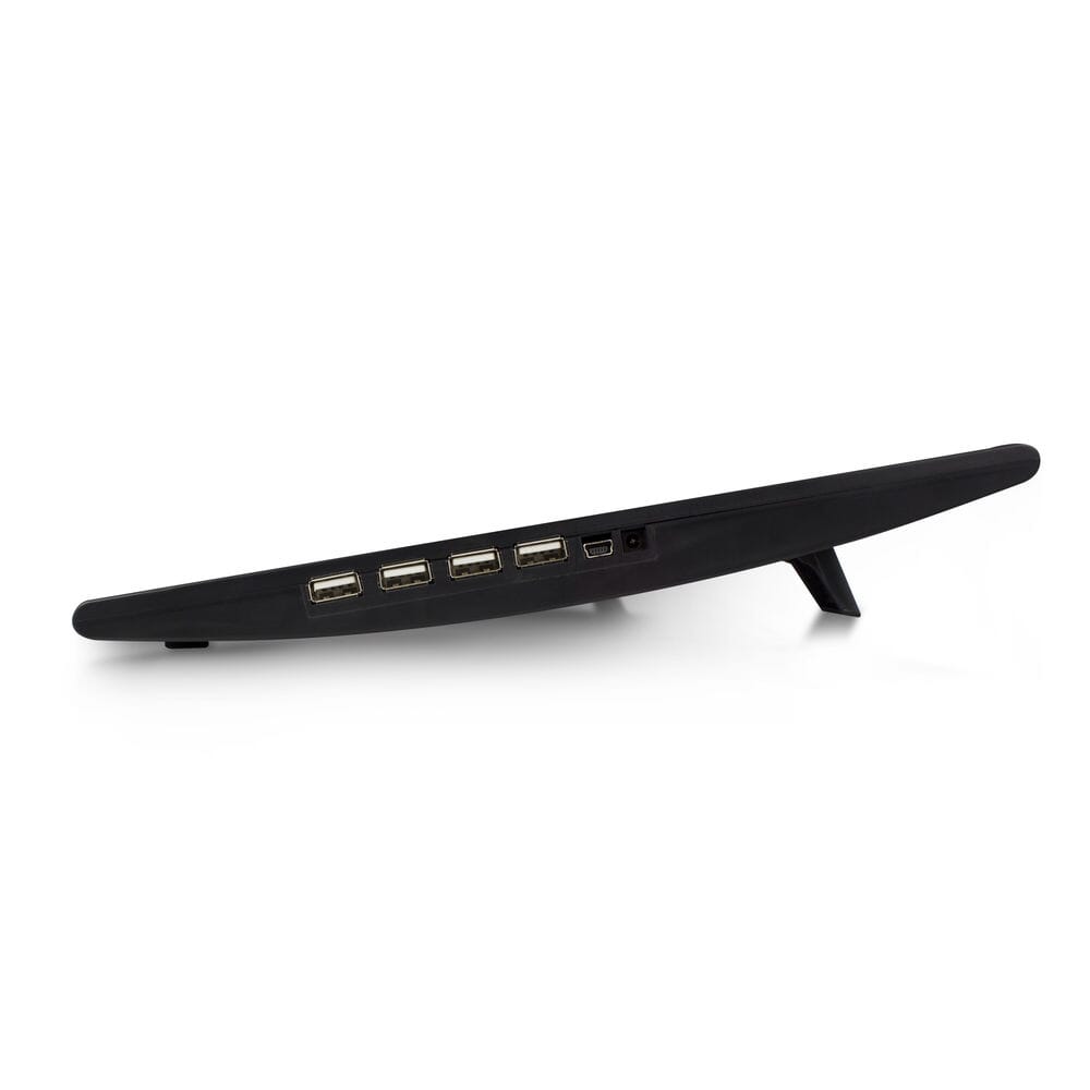 Act connectivity laptopstandaard, met ventilator, hoogte verstelbaar in 2 standen (zwart, 4-poorts usb 2.0 hub)