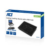 Act connectivity laptopstandaard, met ventilator, hoogte verstelbaar in 2 standen (zwart, 4-poorts usb 2.0 hub)