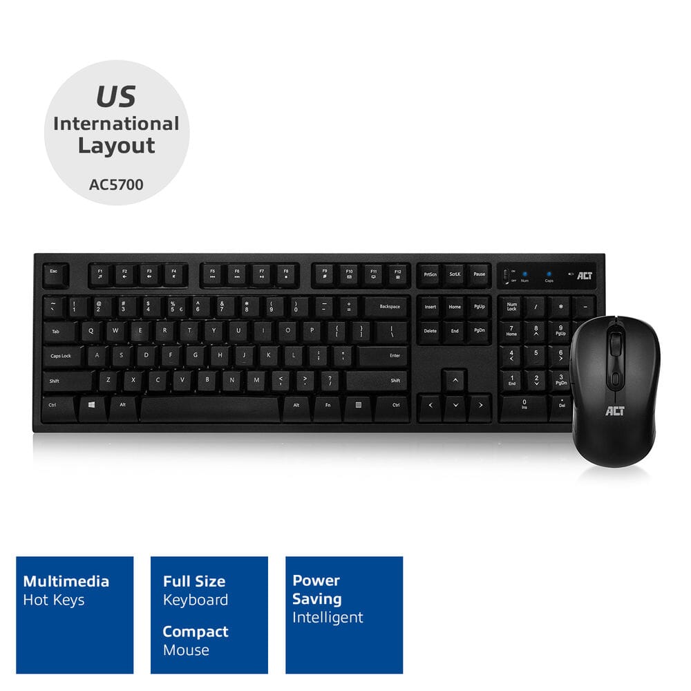 Act draadloos toetsenbord en muis usb nano ontvanger qwerty