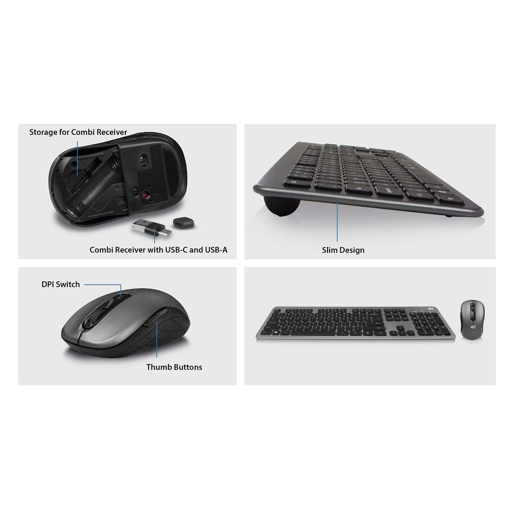 Act draadloze set met toetsenbord en muis (qwerty us layout)