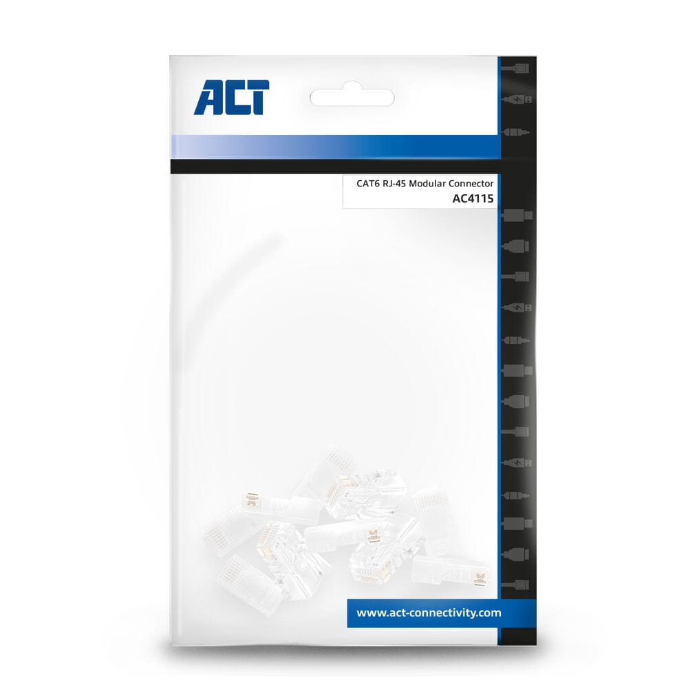 Act utp cat6 modulaire connector, rj45, zip bag