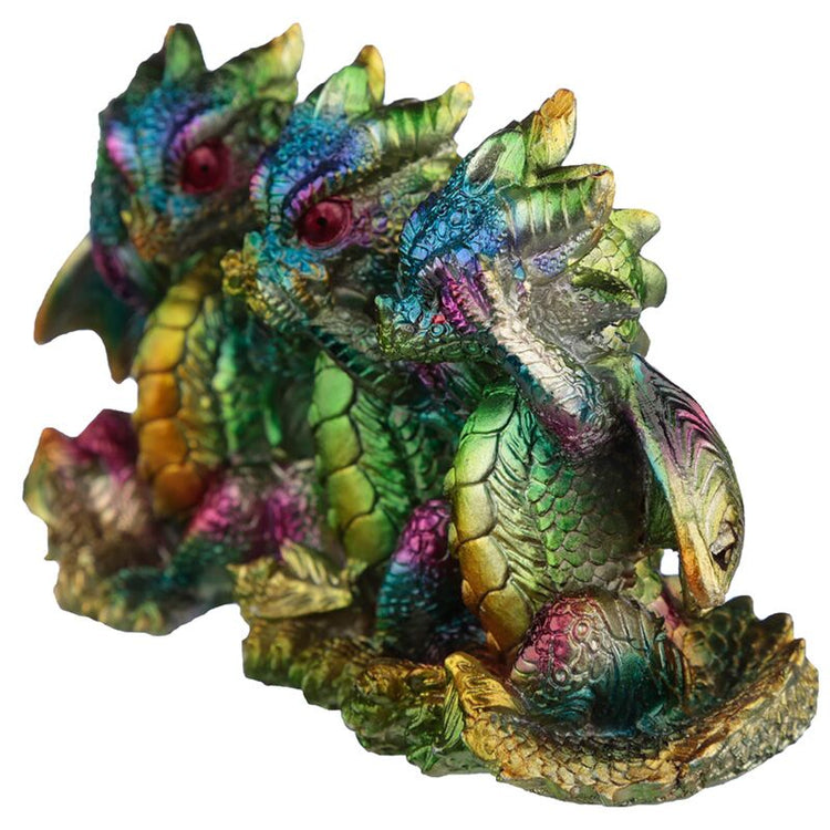 Regenboog draak metallic horen zien zwijgen
