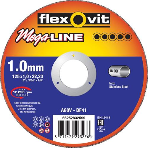 Flexovit dss mega-line 180x1.6x22.23 a36v t41 rvs | 25 stuks