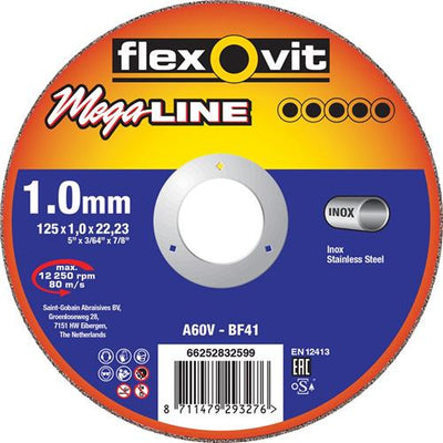 Flexovit dss mega-line 180x1.6x22.23 a36v t41 rvs | 25 stuks