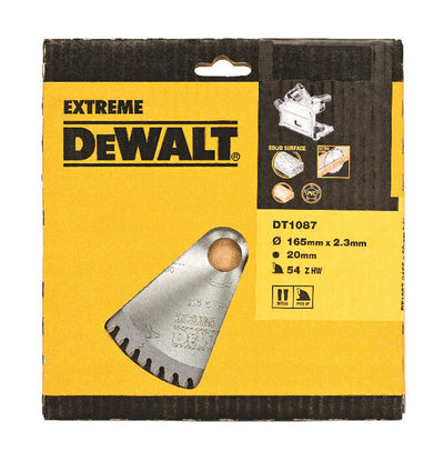 Dewalt accessoires cirkelzaagblad (accu invalzaag), 165x20x54t, trapezium gemodificeerd, kerf 2,0mm, harde materialen composiet kunststoffen - dt1087-qz