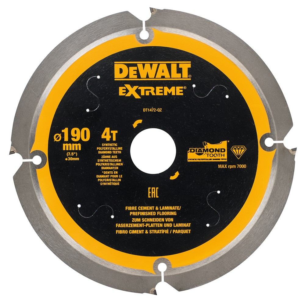 Dewalt accessoires cirkelzaagblad pcd laminaat vezelcement 190x30x4t - dt1472-qz