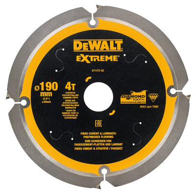 Dewalt accessoires cirkelzaagblad pcd laminaat vezelcement 190x30x4t - dt1472-qz