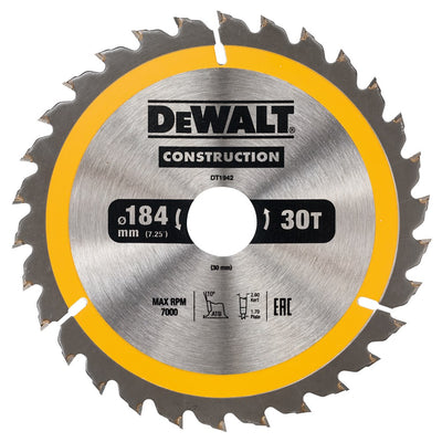 Dewalt accessoires cirkelzaagblad 184x30x30t, positief 10°, kerf 2,6mm - dt1942-qz