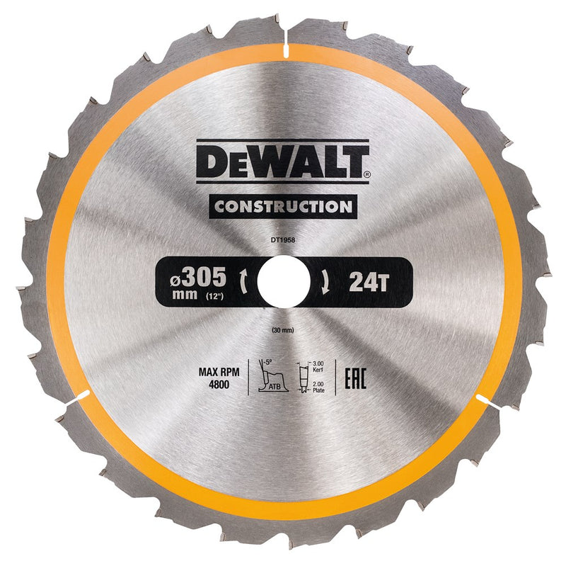 Dewalt accessoires cirkelzaagblad 305x30x24t, negatief 5°, kerf 3mm - dt1958-qz