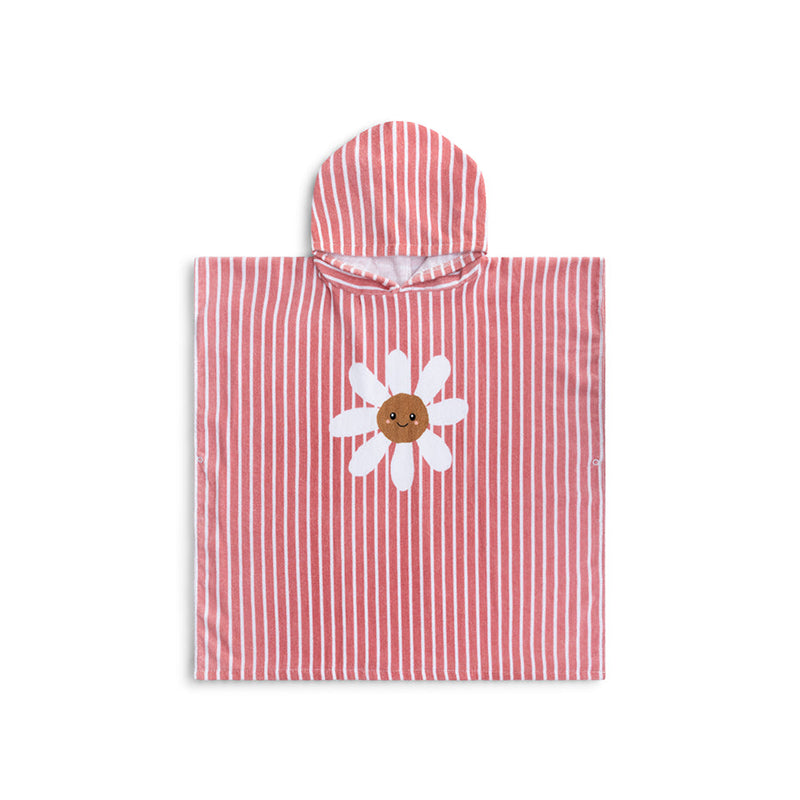 Daisy flower | rood witte katoenen strandponcho 65 x 65 cm