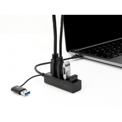 Delock 4-poorts usb 3.2 gen 1 hub met usb type-c of usb type-a aansluiting usb-hub (zwart)