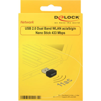 Delock usb 2.0 dual band wlan nano stick wlan adapter (zwart)