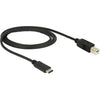 Delock usb-c 2.0 > usb-b kabel (zwart, 1 meter)