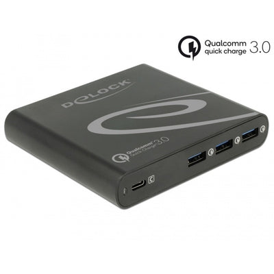 Delock usb oplader 1x usb type-c + 3x usb type-a (zwart)