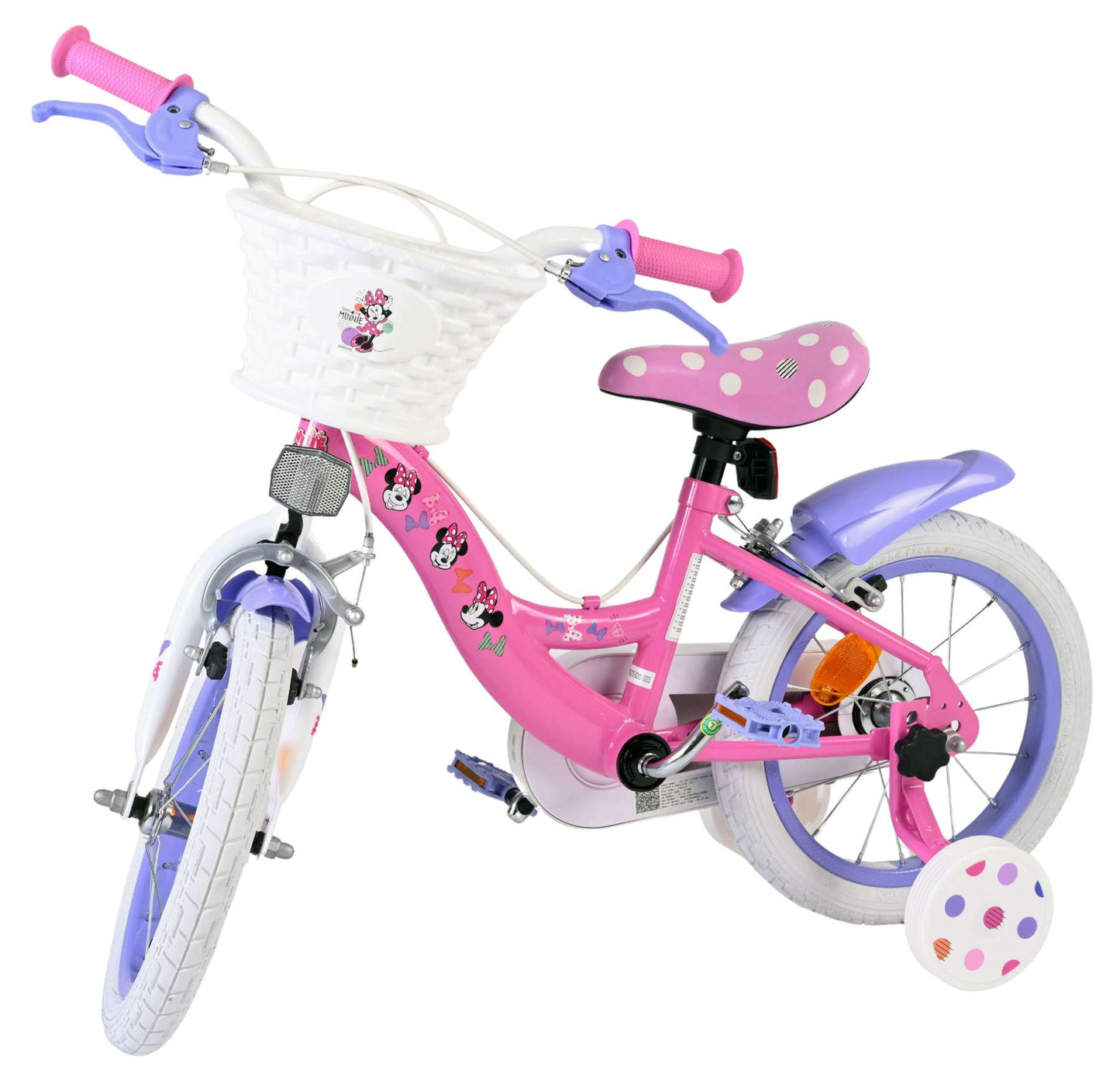 Disney minnie kinderfiets - meisjes - 14 inch - roze - twee handremmen