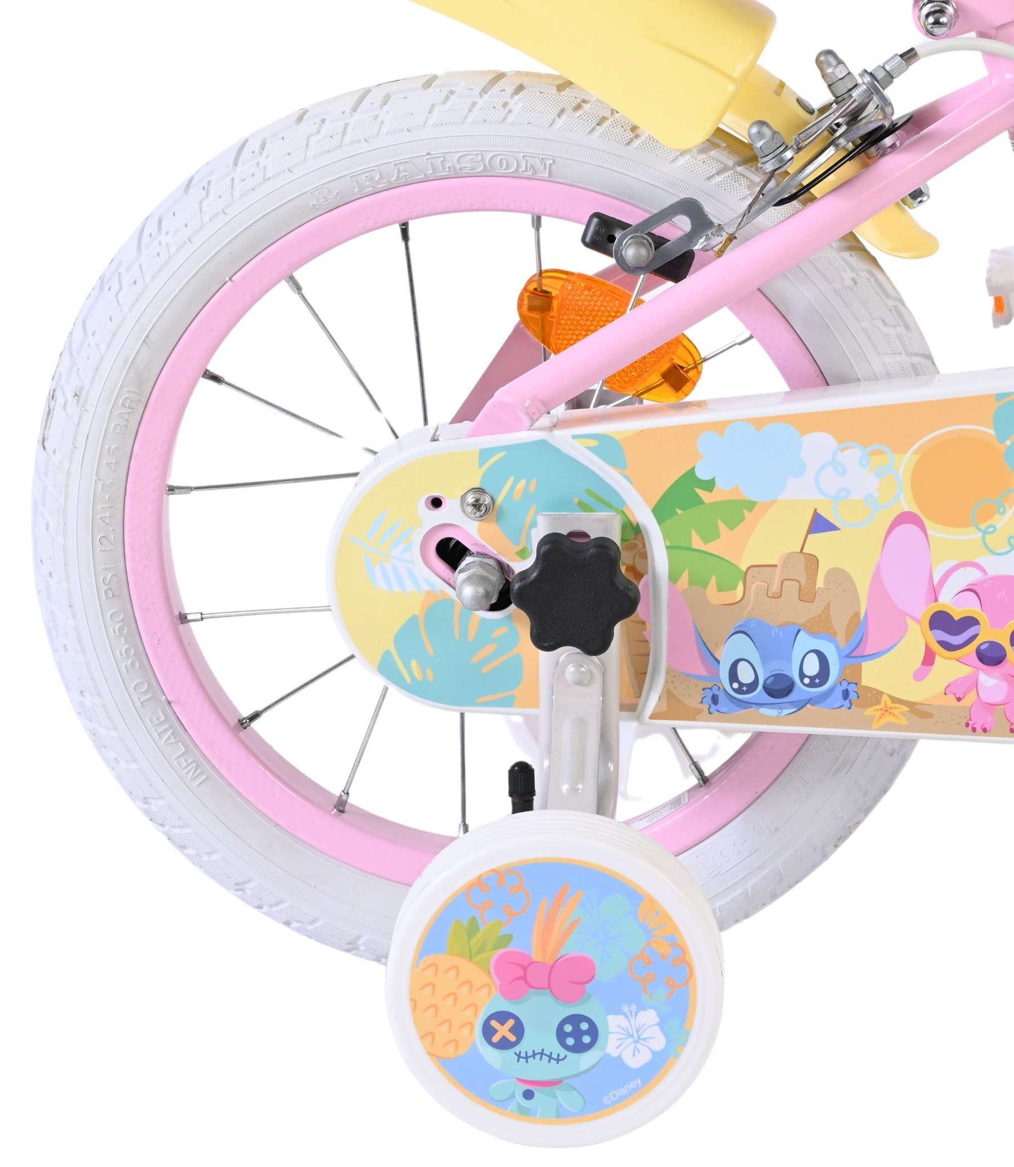 Stich disney stitch kinderfiets - meisjes - 14 inch - roze - twee handremmen