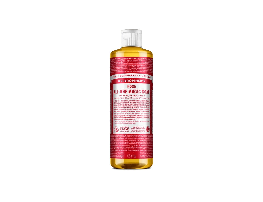 Dr. bronner's vloeibare zeep - pure castile - roos - 475 ml