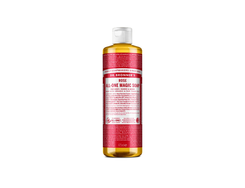 Dr. bronner's vloeibare zeep - pure castile - roos - 475 ml