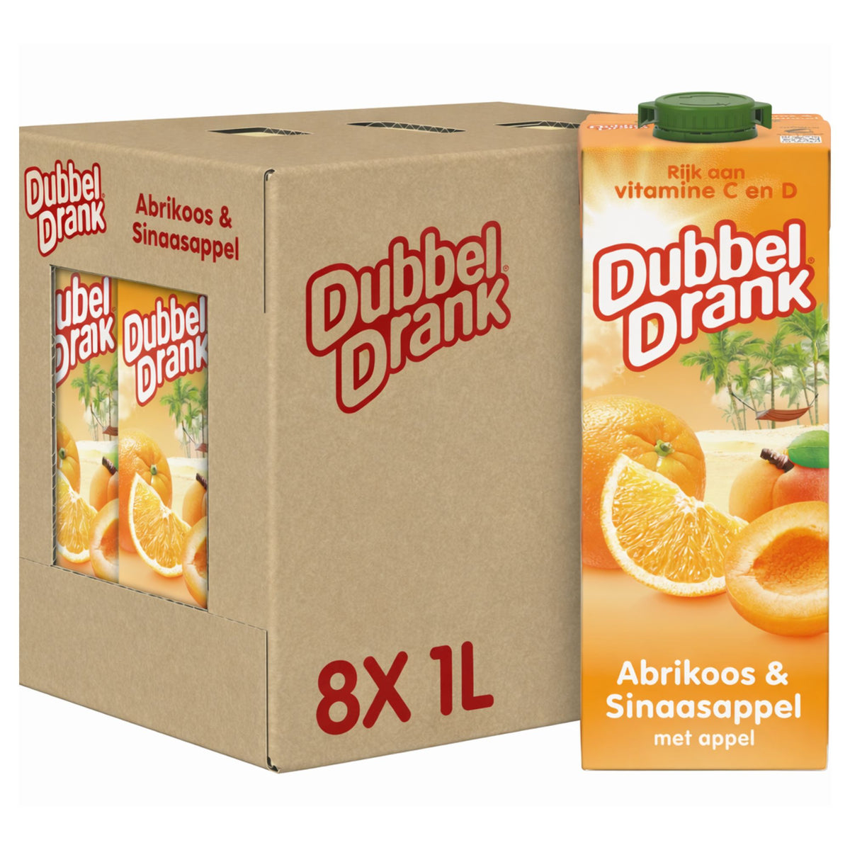 Dubbeldrank sinaasappel abrikoos pak (8x1 liter)
